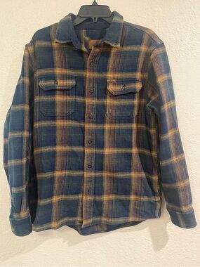 Orvis Blue and Yellow Plaid Button-Down Shirt Jacket